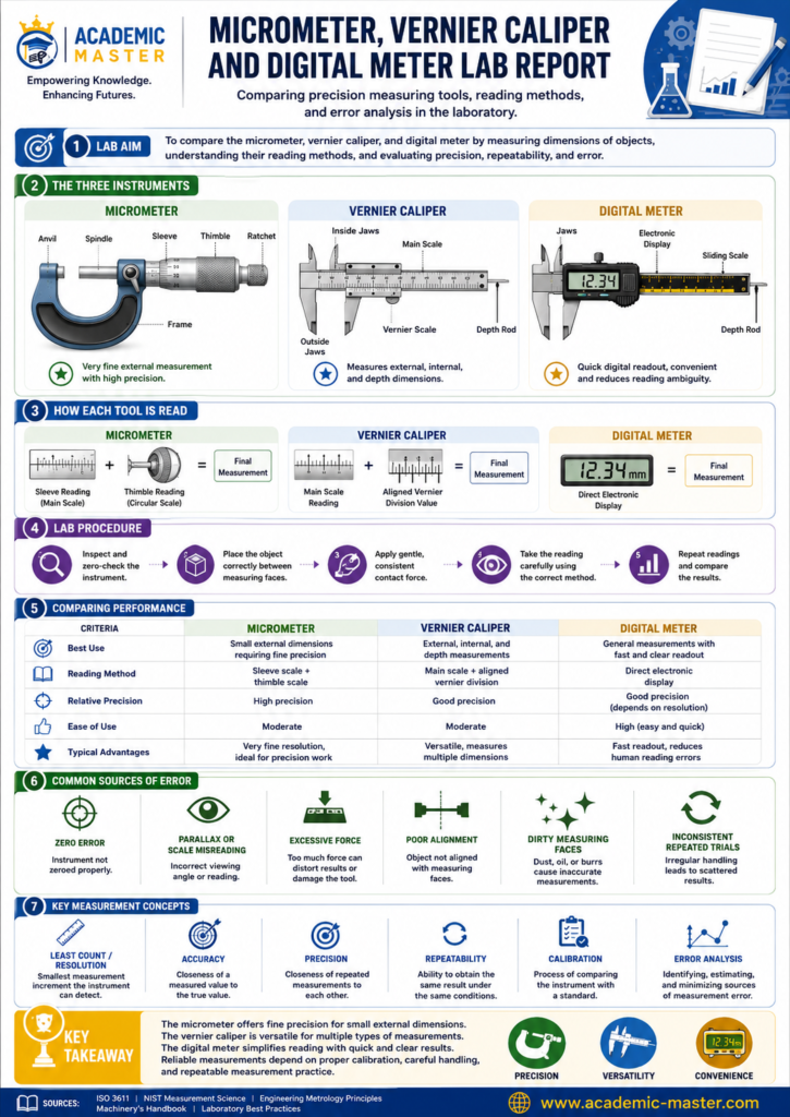 Micrometer, Vernier Caliper and Digital Meter Lab Report 1 Micrometer, Vernier Caliper and Digital Meter Lab Report