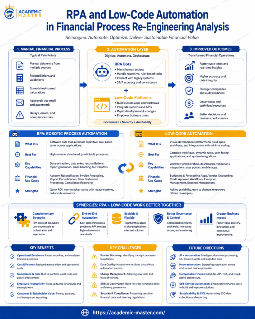 RPA and Low-Code Automation in Financial Process Re-Engineering Analysis