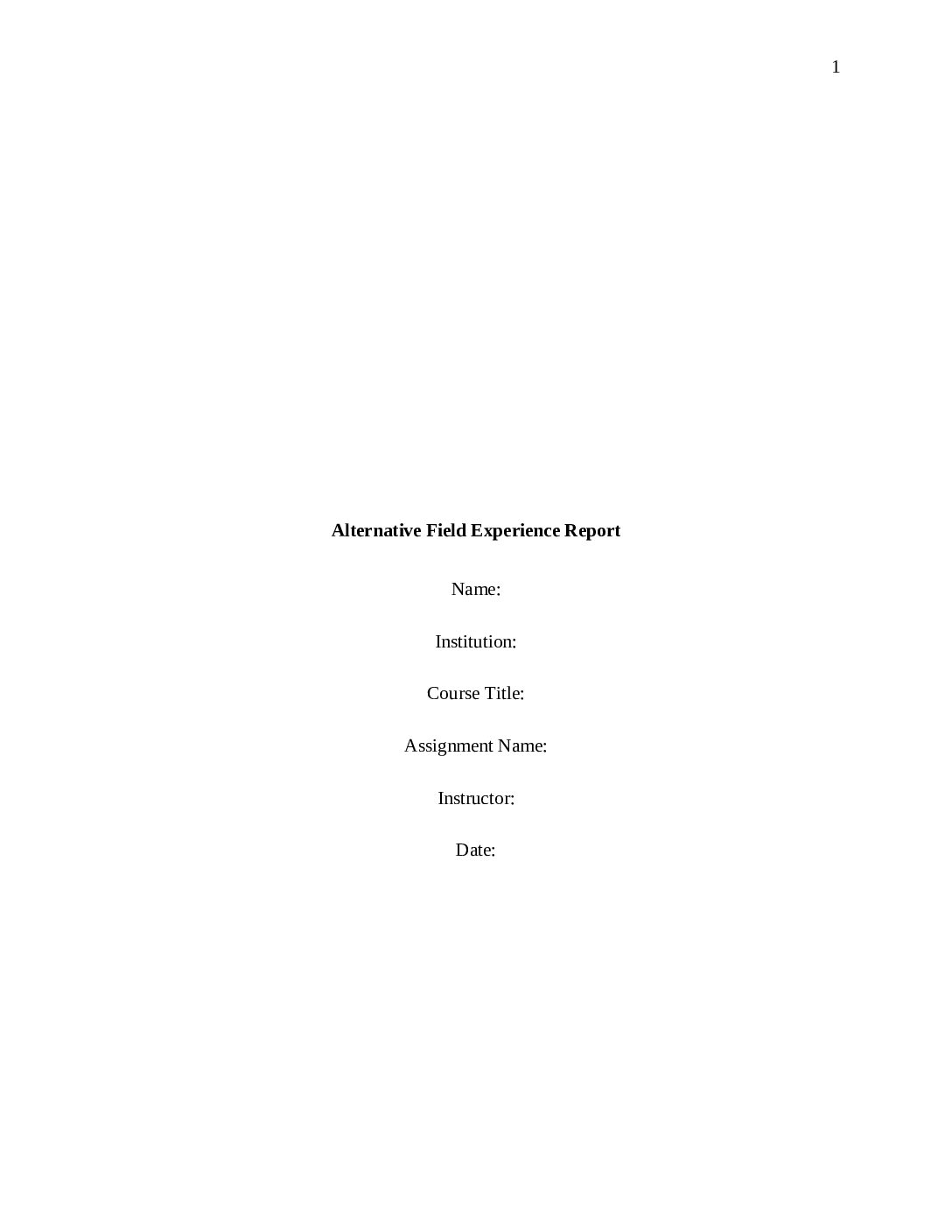 Alternative Field Experience Report pdf