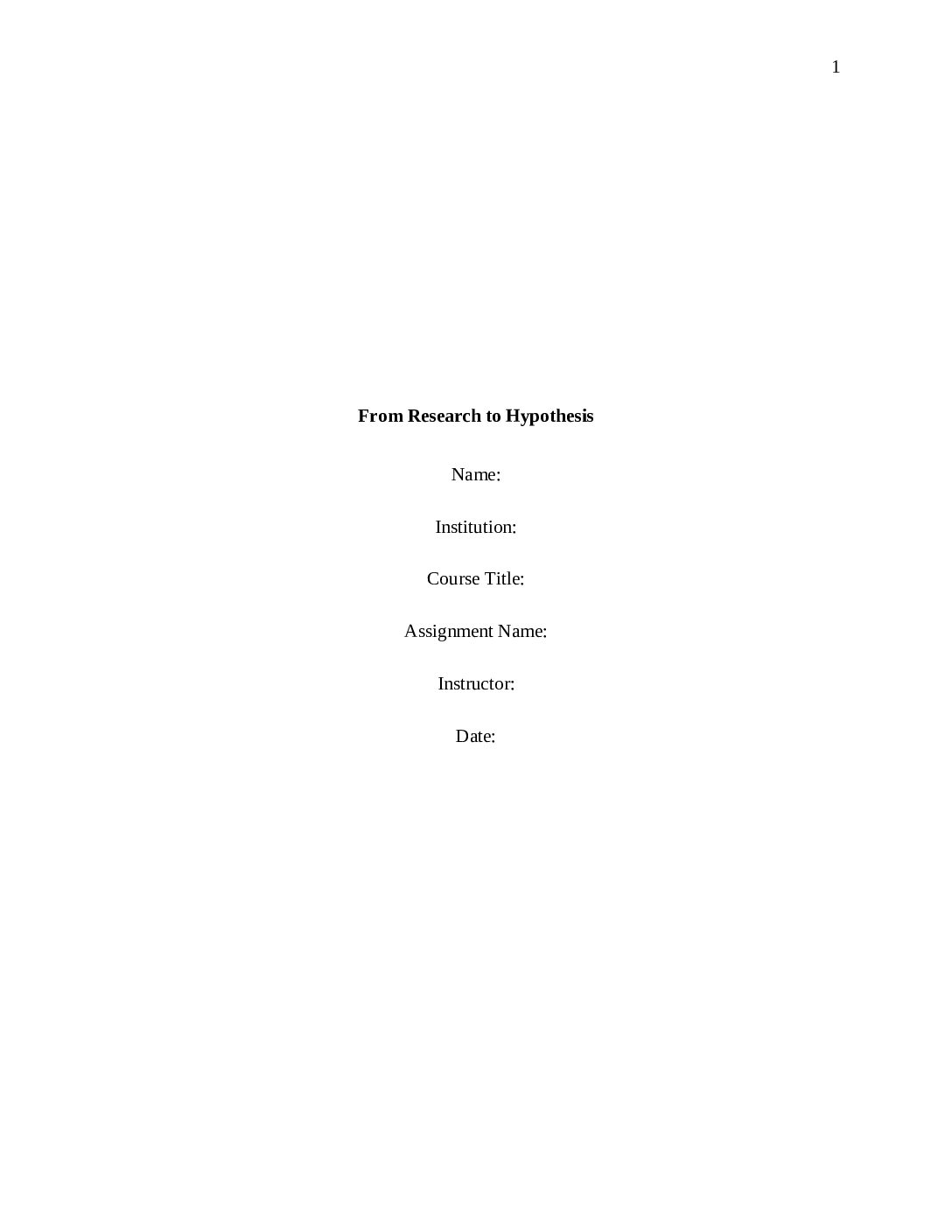 Our Samples 15 From Research to Hypothesis pdf