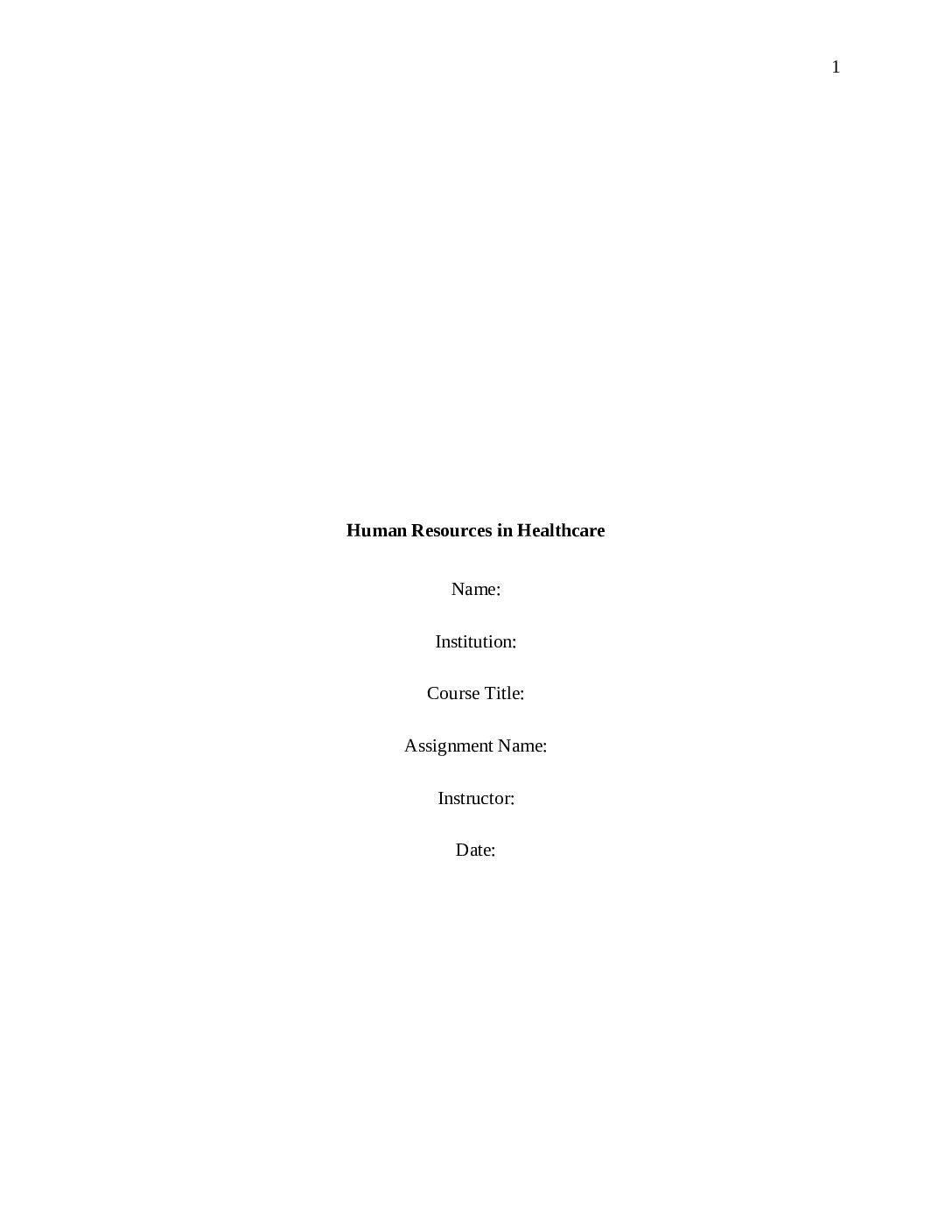Our Samples 10 Human Resources in Healthcare pdf
