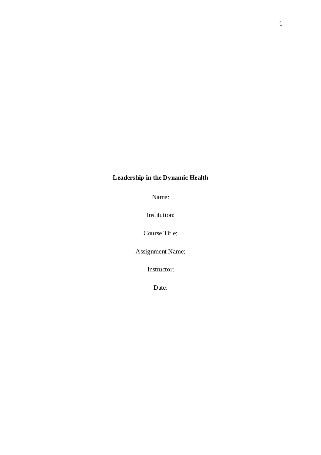 Our Samples 8 Leadership in the Dynamic Health pdf