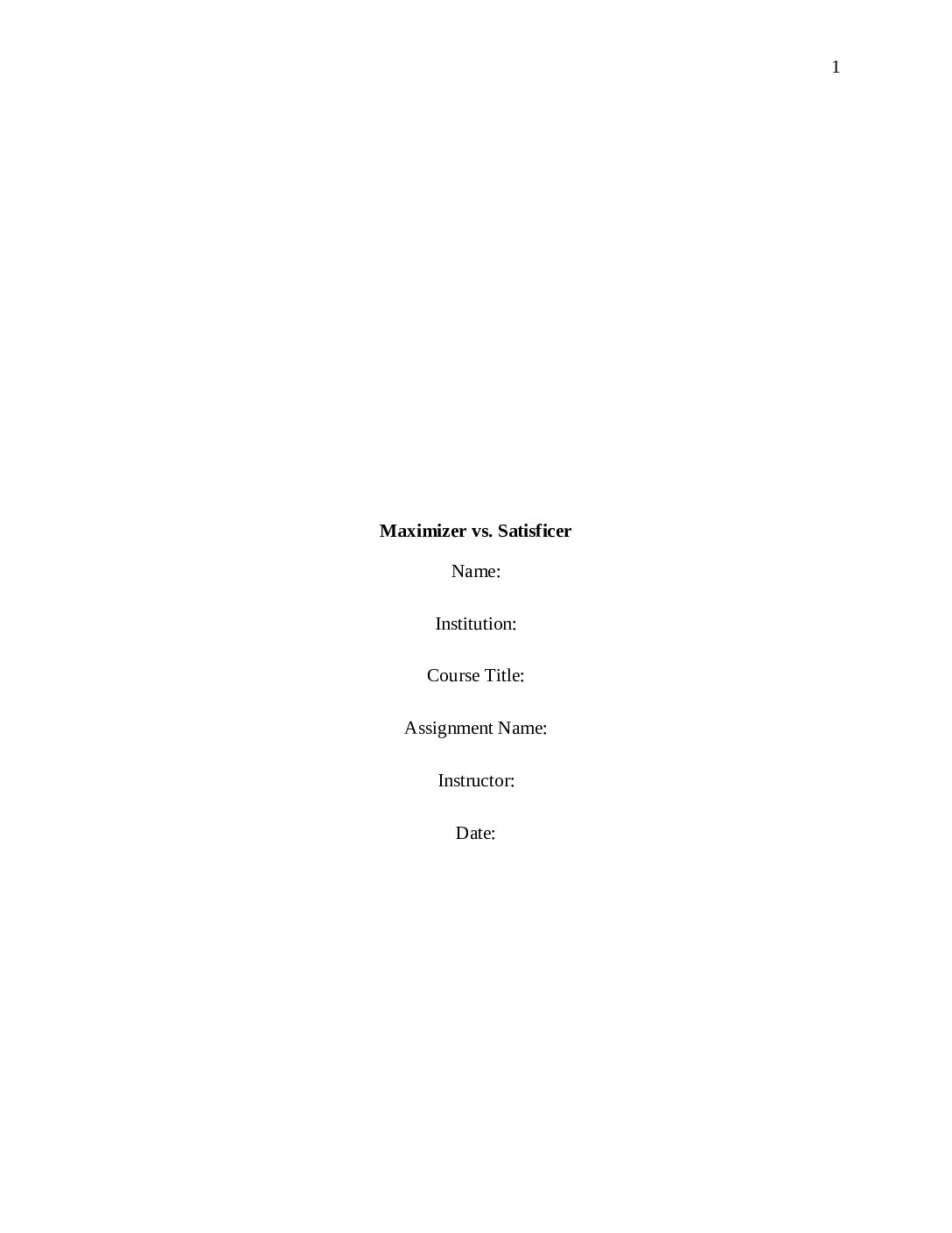 Maximizer vs. Satisficer pdf