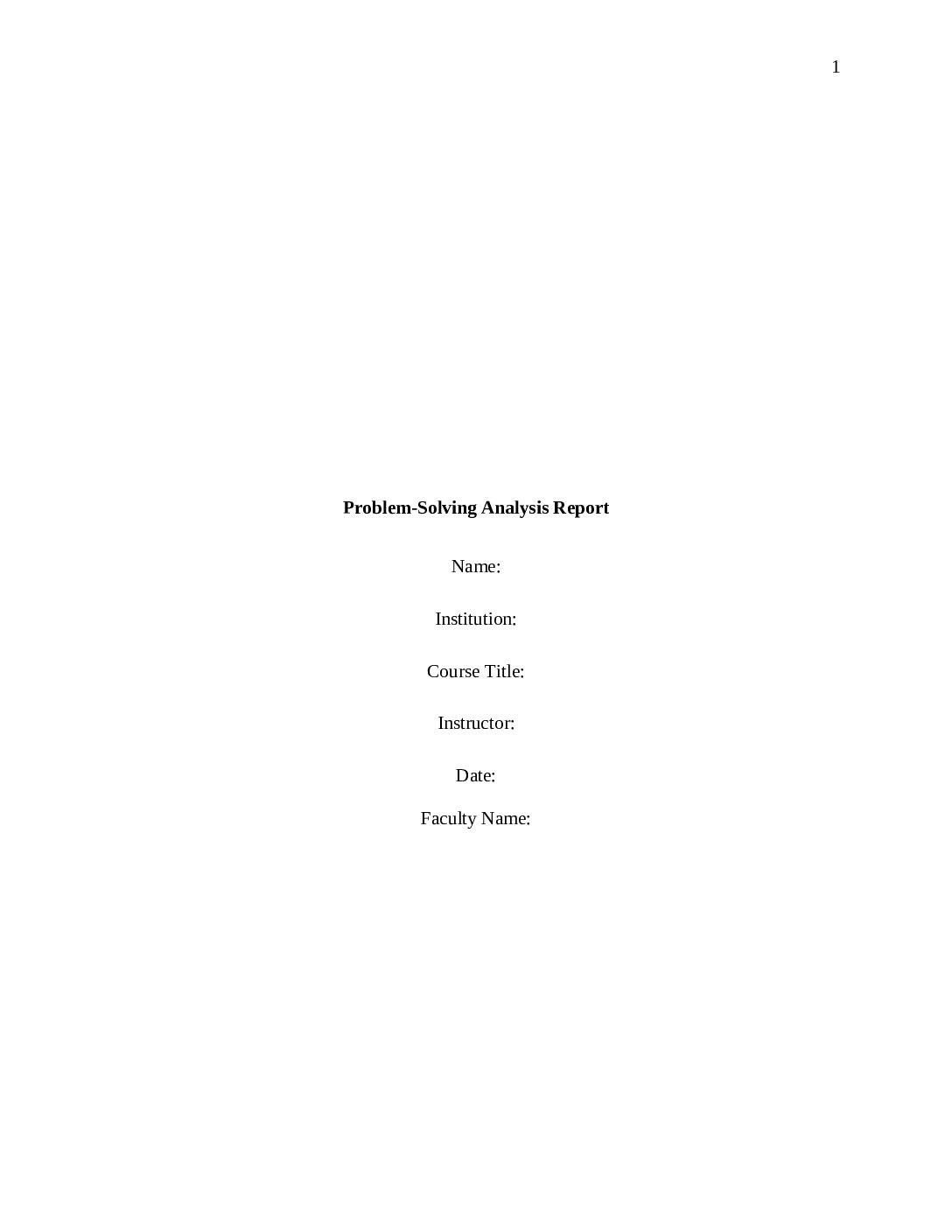 Problem Solving Analysis Report pdf