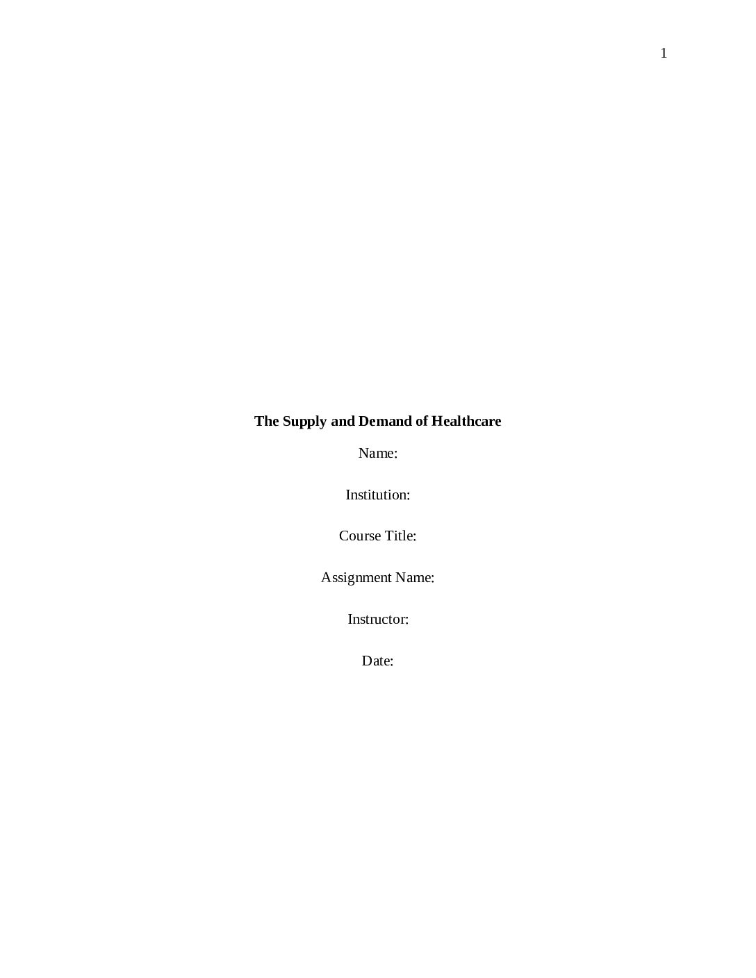 The Supply and Demand of Healthcare pdf