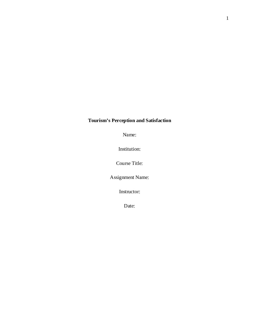 Tourisms Perception and Satisfaction pdf