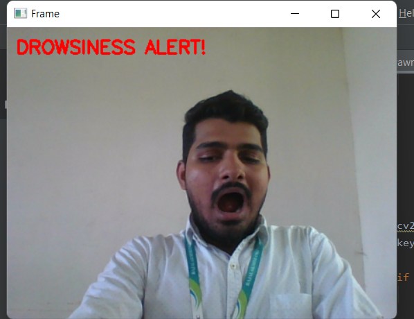 Figure 8: Screenshot for drowsiness yawn