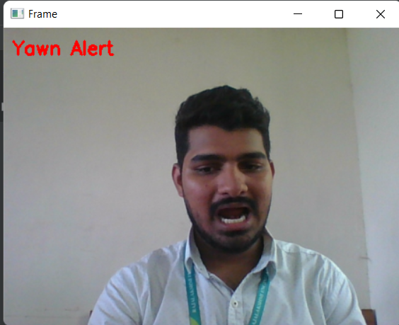 Figure 8: Screenshot for drowsiness yawn