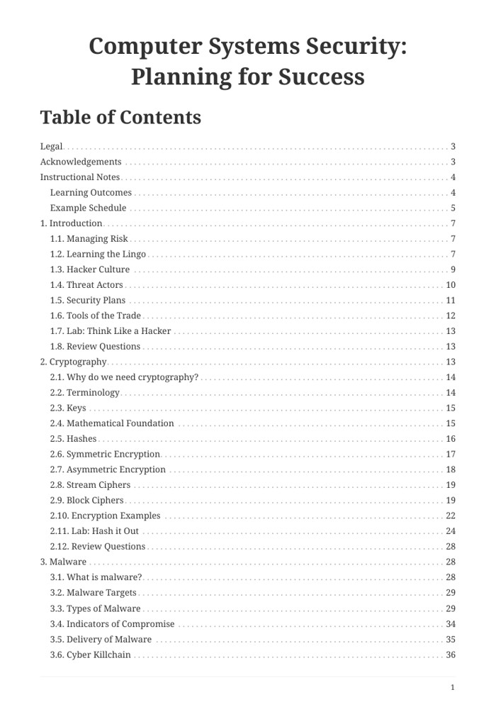 Cover of Computer Systems Security: Planning for Success