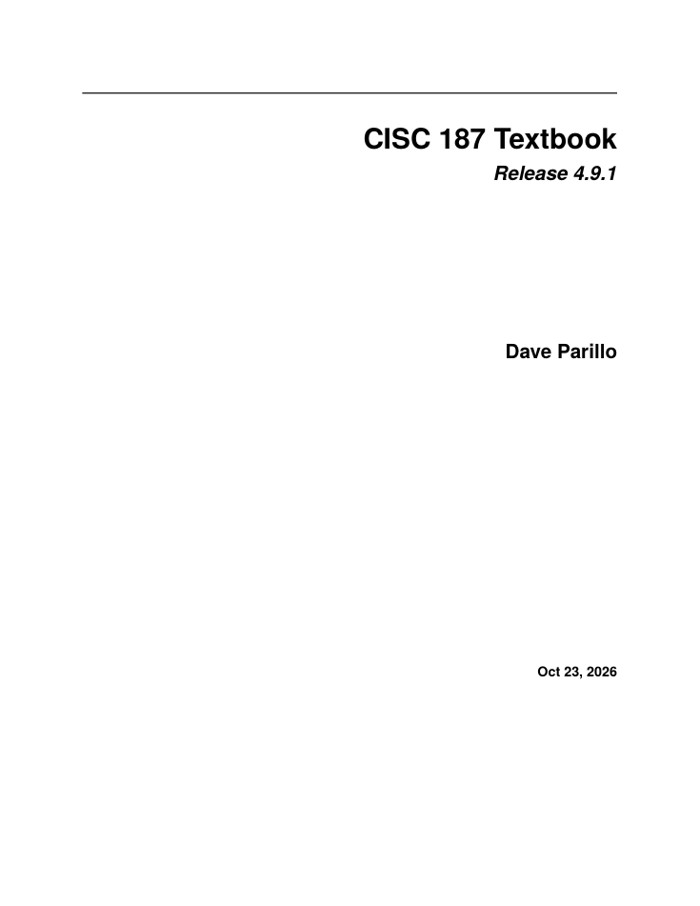 Cover of CISC 187: Data Structures in C++