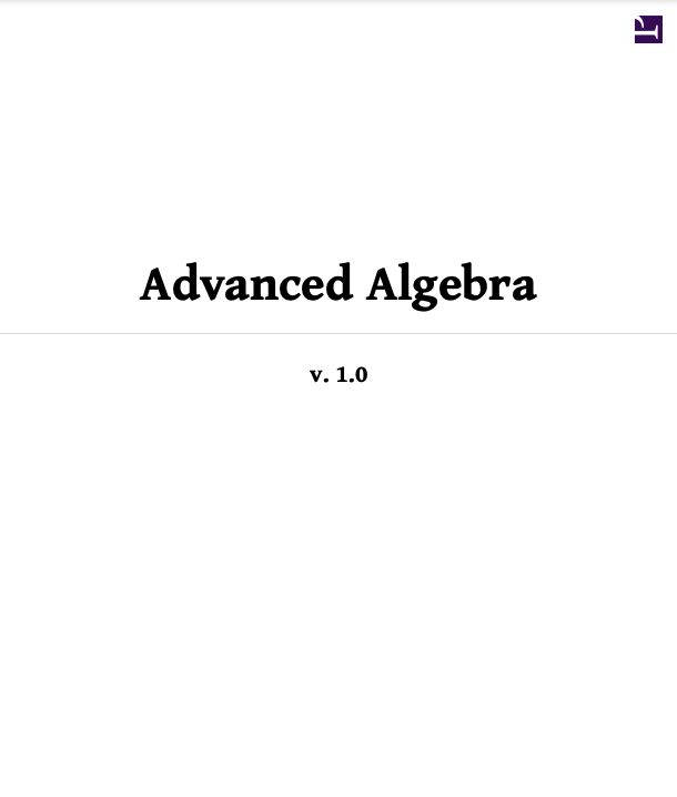 Front cover of Advanced Algebra