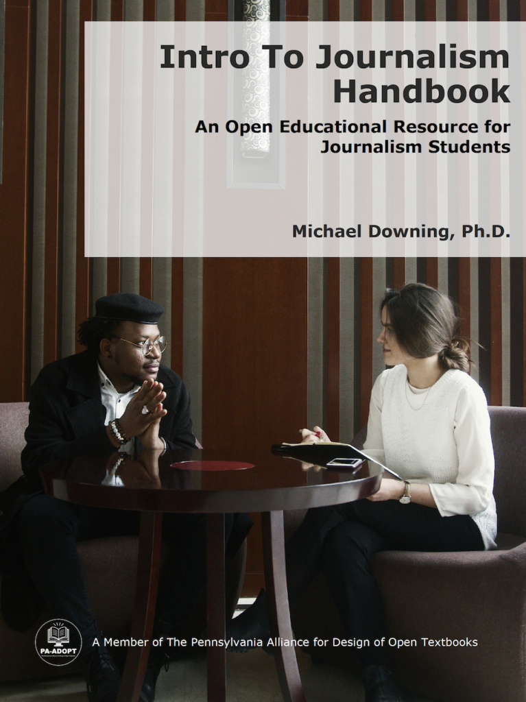 Book cover of Intro to Journalism Handbook: An Open Educational Resource for Journalism Students