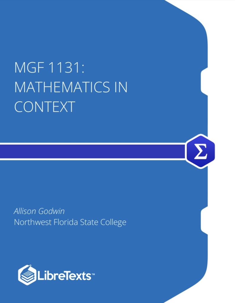 Book cover of MGF 1131: Mathematics in Context