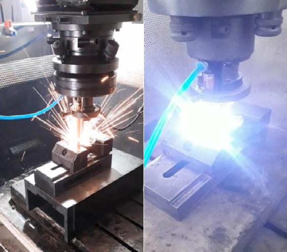 Near dry EDM and titanium pilot machining photographs