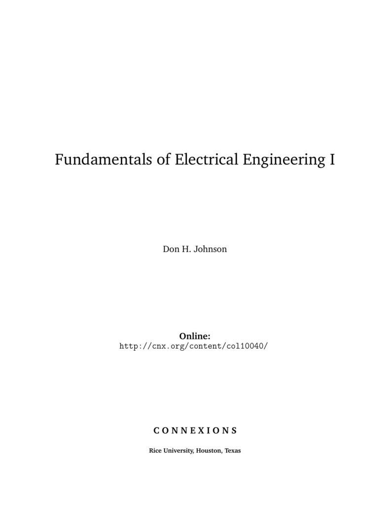 Fundamentals of Electrical Engineering I source edition cover