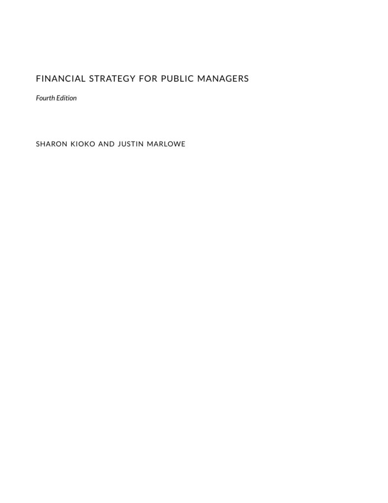 Financial Strategy for Public Managers 4 Financial Strategy for Public Managers source edition cover