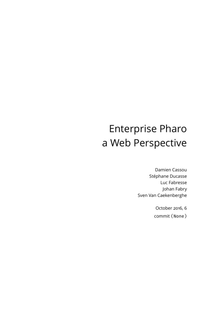 Enterprise Pharo a Web Perspective source edition cover
