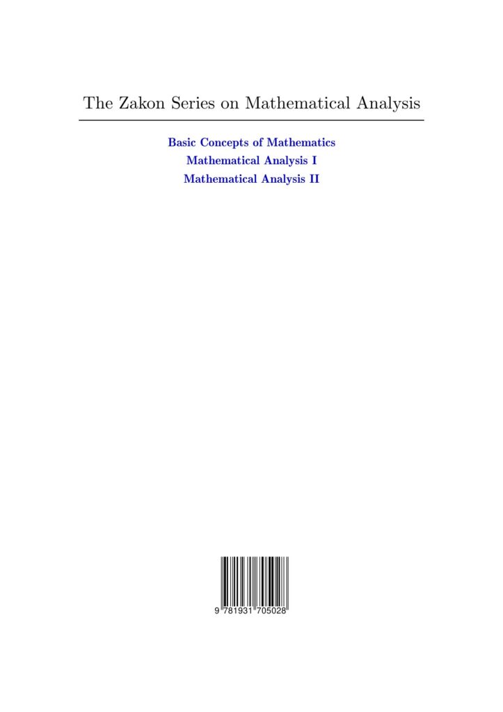 Mathematical Analysis I source edition cover