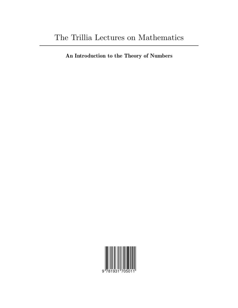 An Introduction to the Theory of Numbers source edition cover