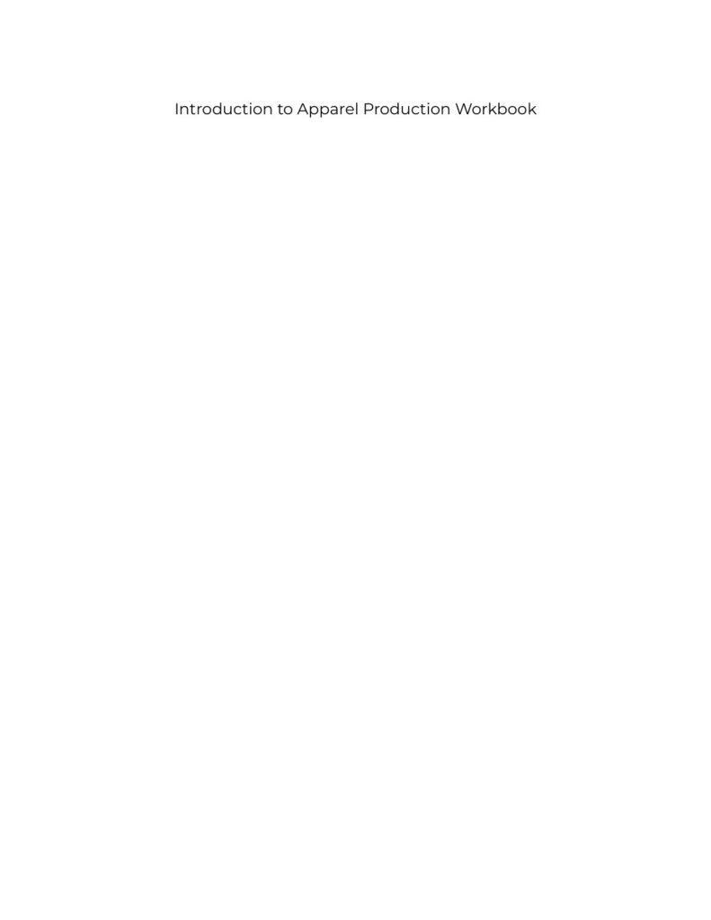 Introduction to Apparel Production Workbook source edition cover