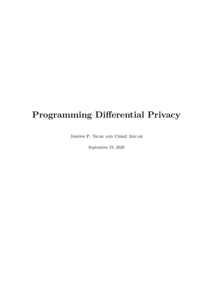 Front cover of Programming Differential Privacy